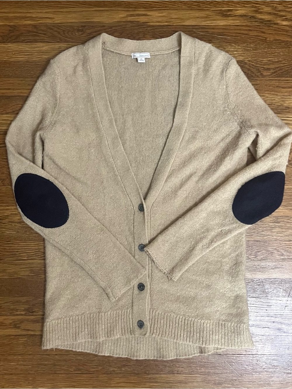 Gap XS elbow patch cardigan sweater wool blend academia preppy classic grandpa